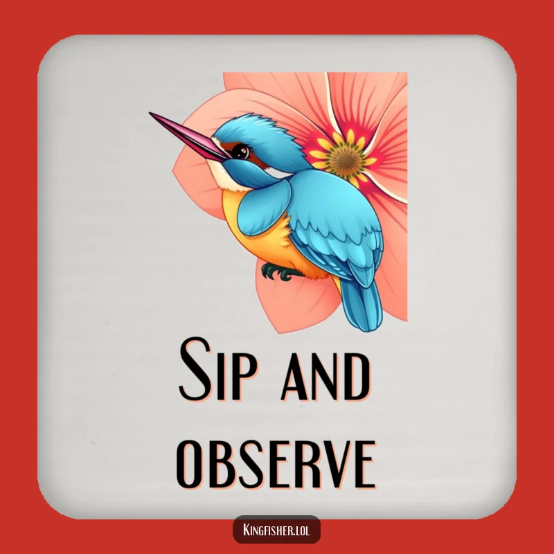 Funny Curious Kingfisher Coaster: Playful Protection for Your Surfaces Gift