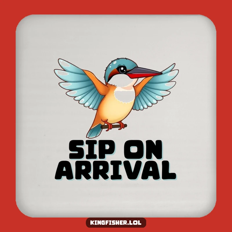 Funny Graceful Kingfisher Coaster: Outstretched Wings Protect Surfaces