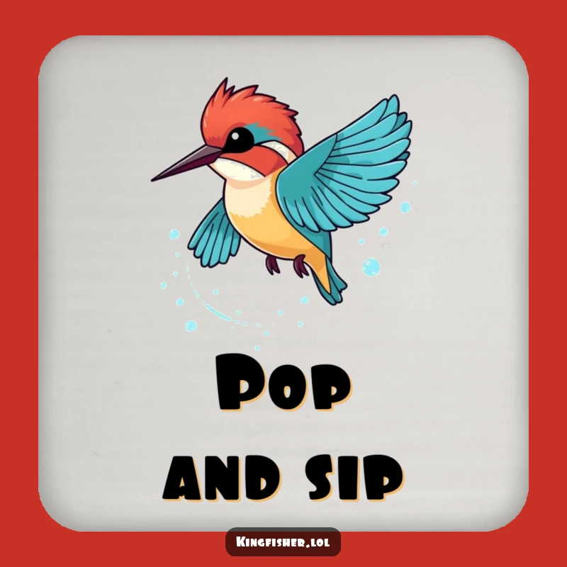 Funny Kingfisher Bubble Trail Coaster: Protect Surfaces with Bird's Sparkling Dash!