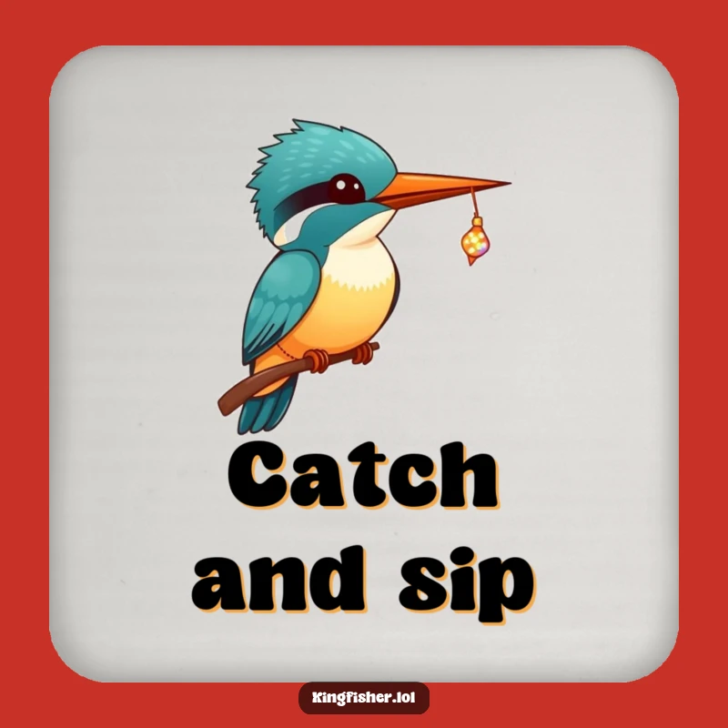Funny Kingfisher Coaster: Kawaii Tiny Fish Catch - Cute Gift!