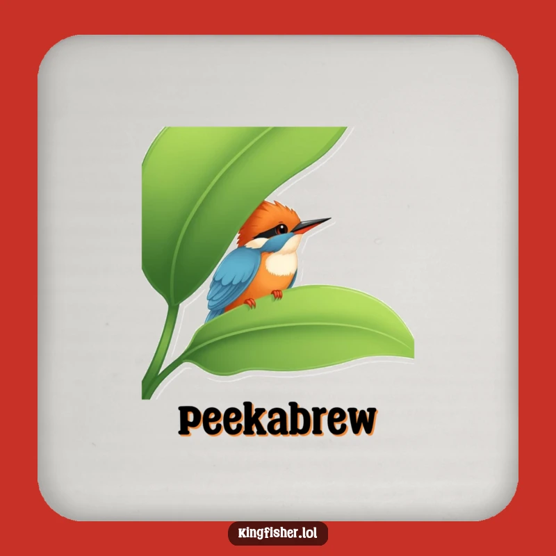 Funny Kingfisher Peek Drink Coaster: Shy Protection, Charming Funny Gift!