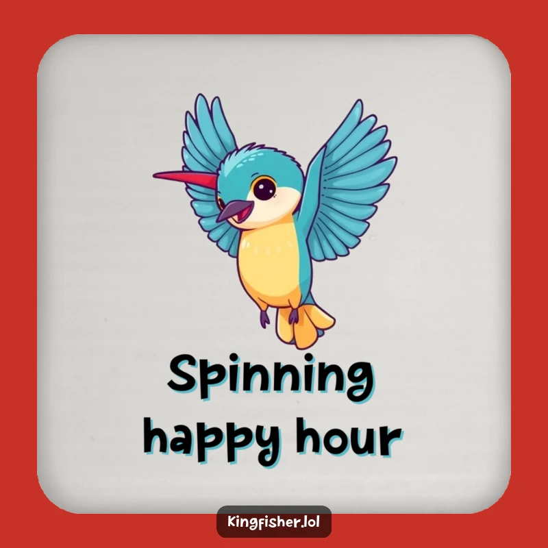 Joyful Kingfisher Cartwheel Coasters: Protect Surfaces with Fun - Cute Funny Gift Set!