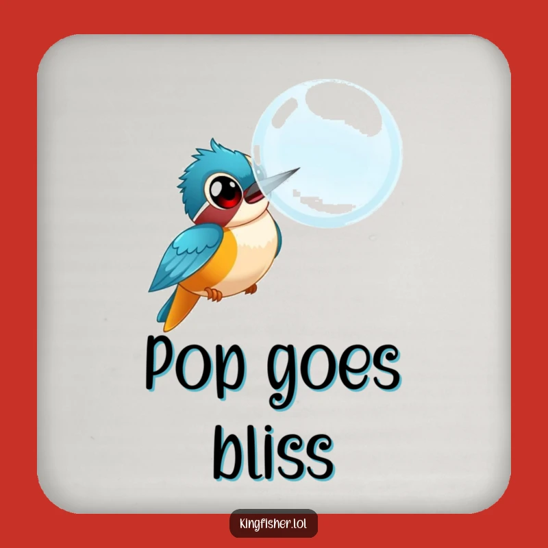 Funny Kingfisher Bubble Chase Coasters: Protect Surfaces with Comical Bird Art