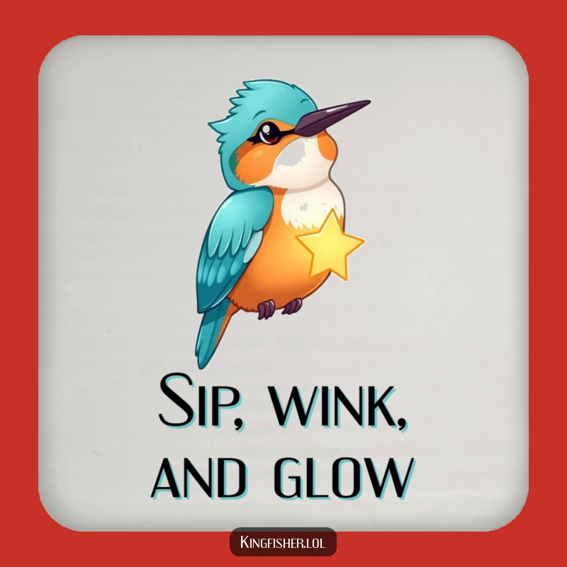 Funny Winking Kingfisher Star Drink Coaster Set - Magical Humorous Table Protection