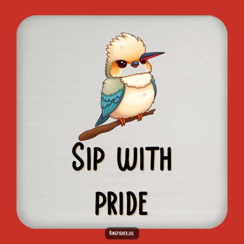 Funny Proud Kingfisher Coaster: Fluffy Bird's Puffed Chest Protects Surfaces