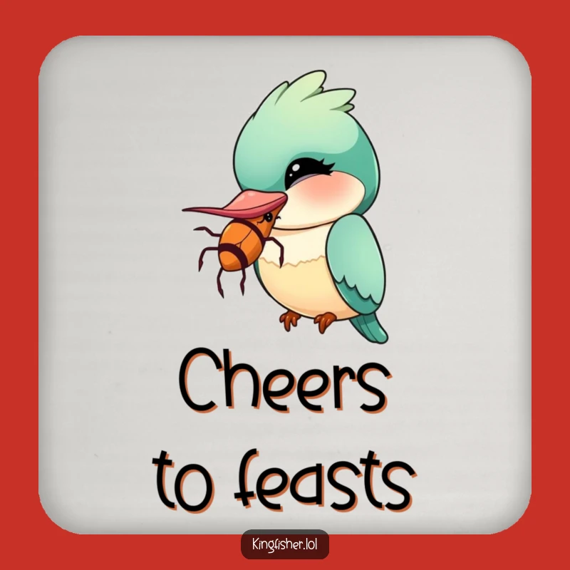 Tabletop Funny Kingfisher Coasters: Big Bug Protection, A Quirky Humorous Gift for Tables