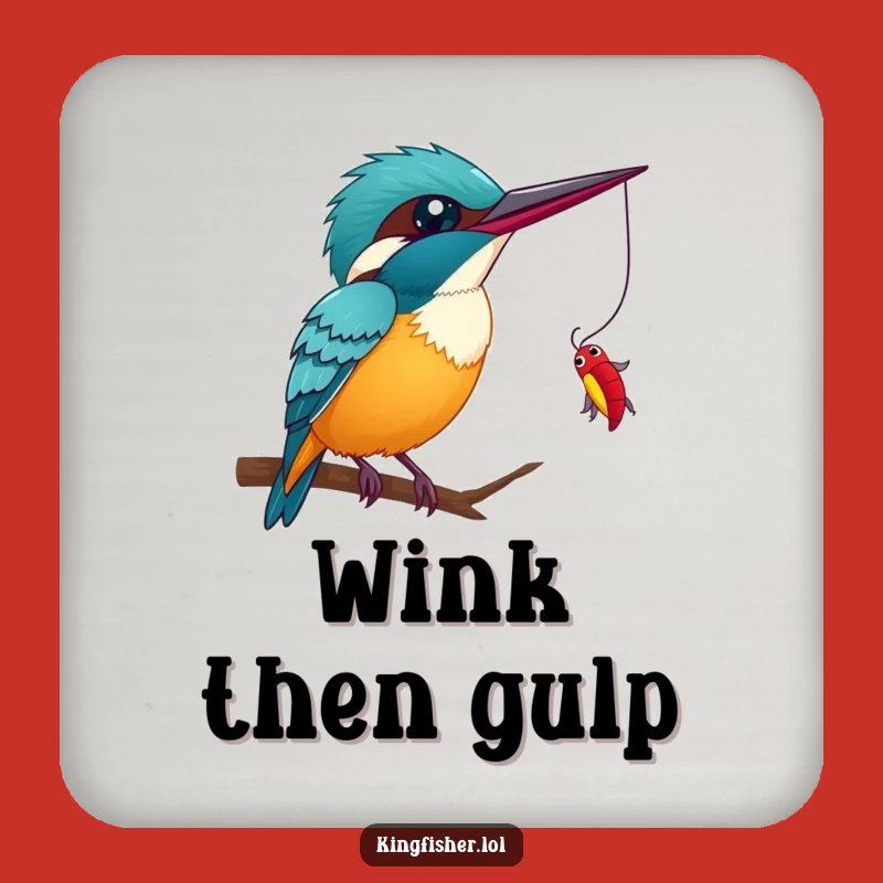 Funny Kingfisher Wink Coaster - Protect Surfaces with Bird Humor