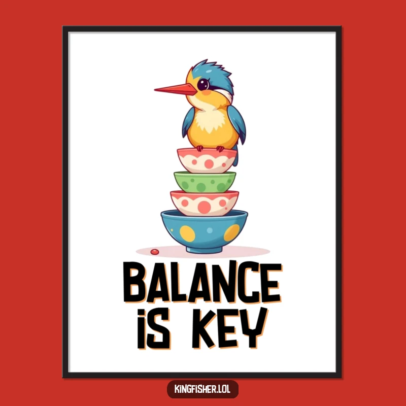 Funny Giggling Kingfisher Poster: Food Art That Makes You Smile Gift