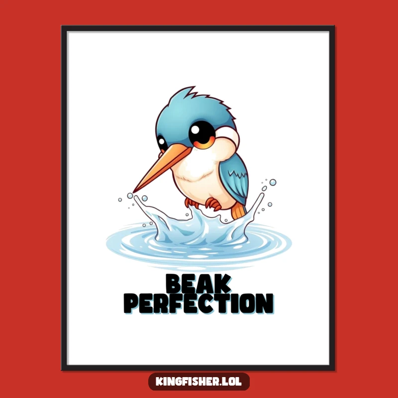 Funny Kingfisher Splash Art Poster: Bring Playful Water Fun to Your Walls