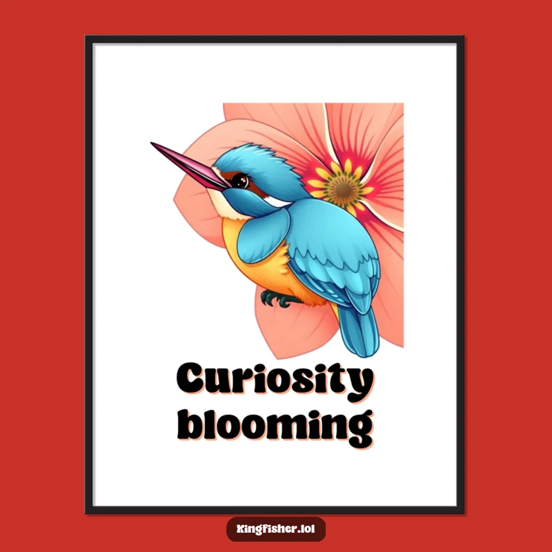 Funny Curious Kingfisher Poster: Art That Invites a Peek Gift