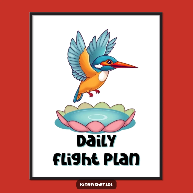 Funny Kingfisher Flight Poster: Stunning Bird Art Print, Amazing Funny Gift!