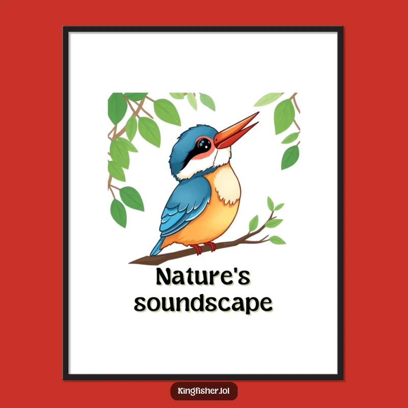 Funny Kingfisher Poster: Attentive Forest Listener Art, Perfect Humorous Wall Decor Gift