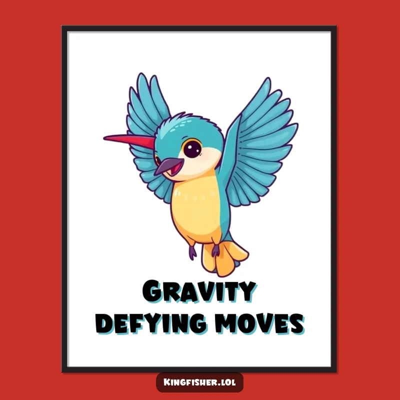 Vibrant Kingfisher Cartwheel Poster: Fun Art for Your Walls - Wonderful Funny Gift!