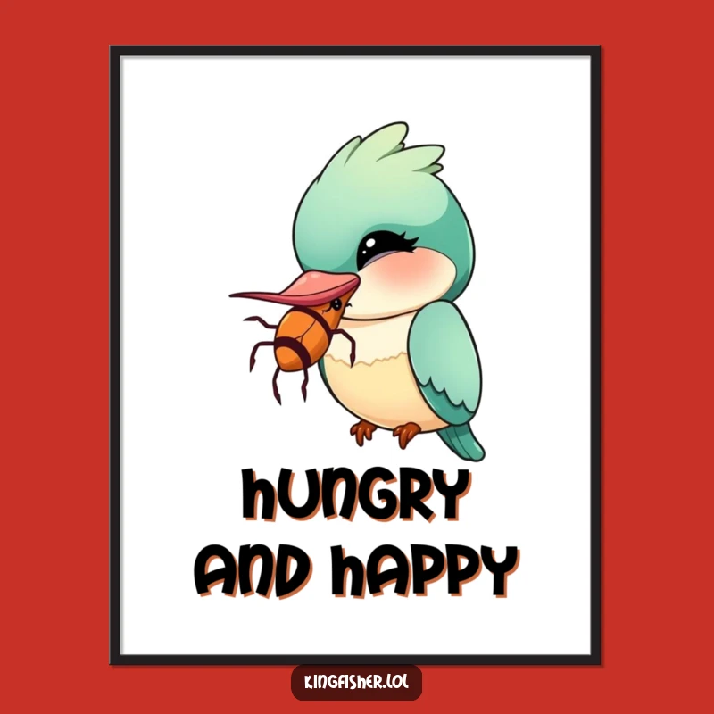 Wall Art Funny Kingfisher Poster: Oversized Insect Gag, A Quirky Humorous Gift for Decor