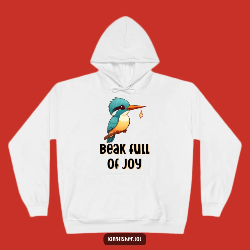 Cozy Funny Kingfisher Hoodie: Kawaii Tiny Fish Catch - Adorable Gift!