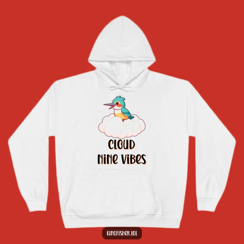 Funny Kingfisher Cloud Hoodie: Cozy Ride with Laughing Bird