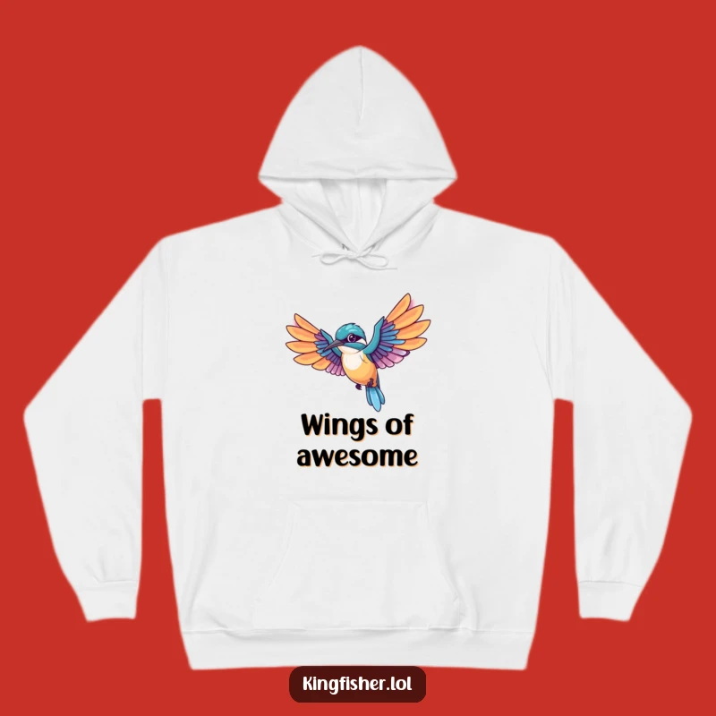 Cozy Funny Kingfisher Hoodie: Feathered Flight Humor, A Warm Humorous Gift for Wanderers