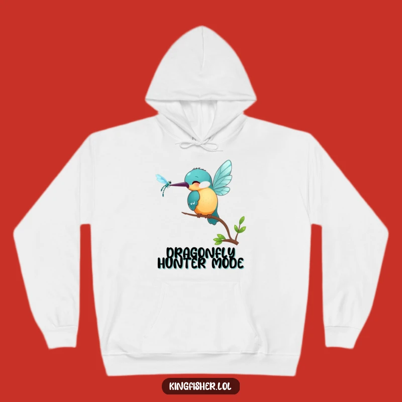 Funny Kingfisher Hoodie: Cozy Playful Bird & Bug Design, Perfect Funny Gift