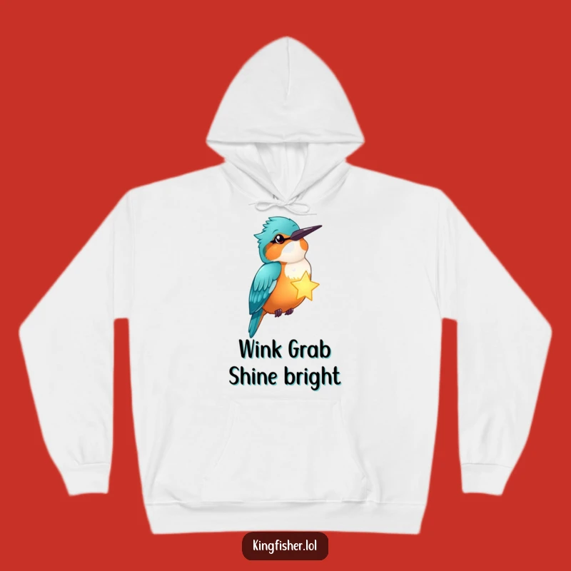 Funny Winking Kingfisher Star Hoodie - Cozy Celestial Humorous Gift