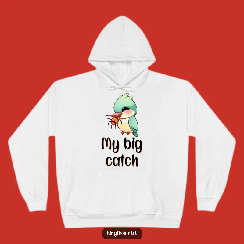 Cozy Funny Kingfisher Hoodie: Oversized Insect Humor, A Warm Giggle-Inducing Gift