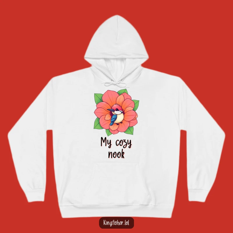 Cozy Funny Kingfisher Hoodie: Flower Surprise Humor, A Warm Giggle-Inducing Gift