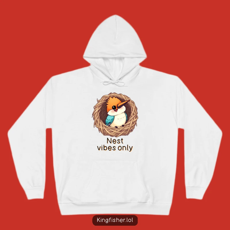 Cozy Funny Kingfisher Hoodie - Grinning Nest Peek - Warm Gift