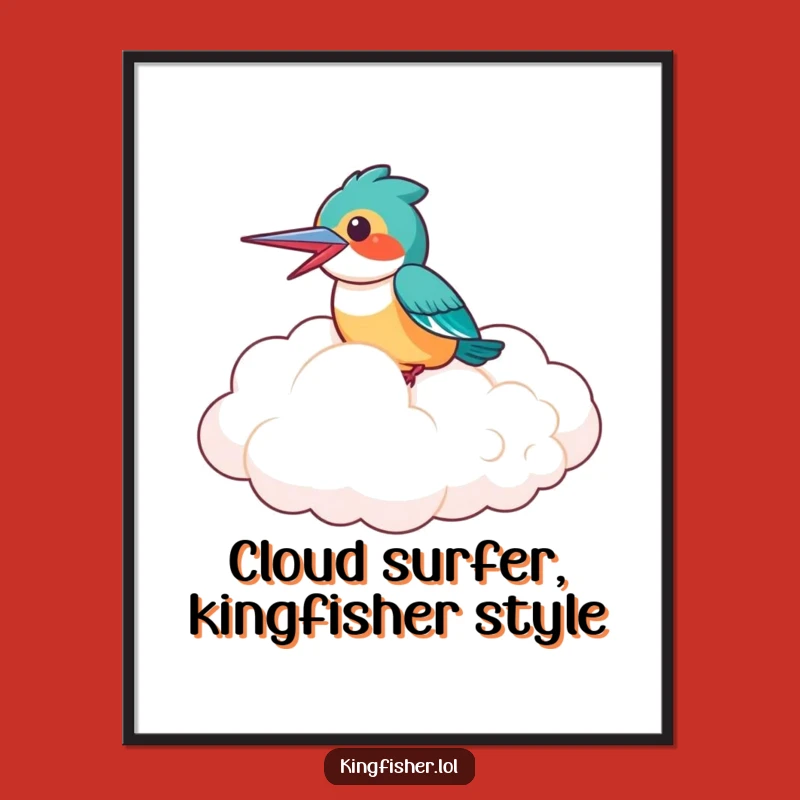 Free Printable Laughing Kingfisher Cloud Wall Art: Funny Downloadable Whimsical Decor