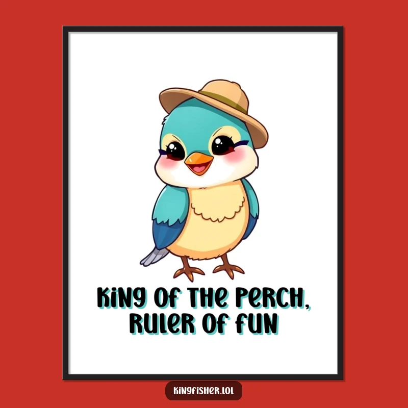 Free Printable Wall Art: Funny Kingfisher Angler - Humorous Downloadable Decor