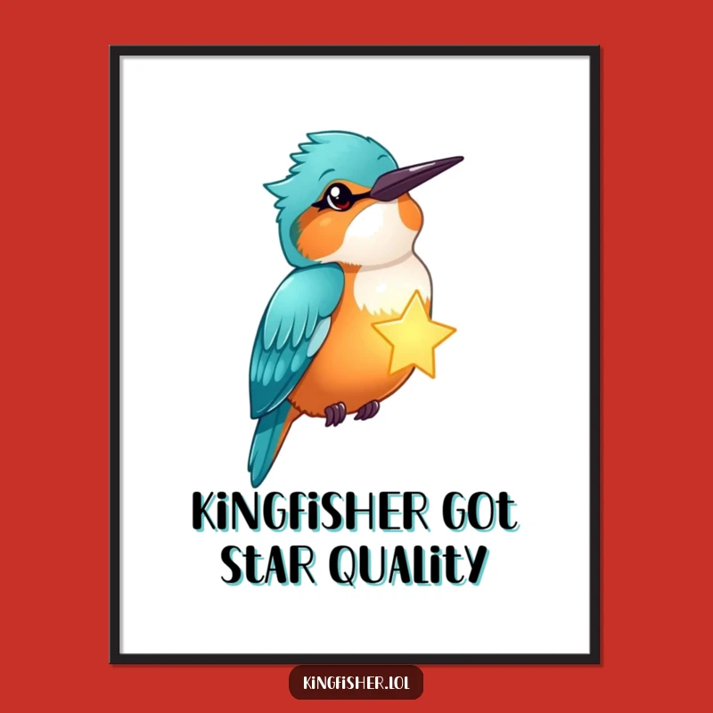 Free Printable Wall Art: Winking Kingfisher Star Art, Whimsical Downloadable Decor