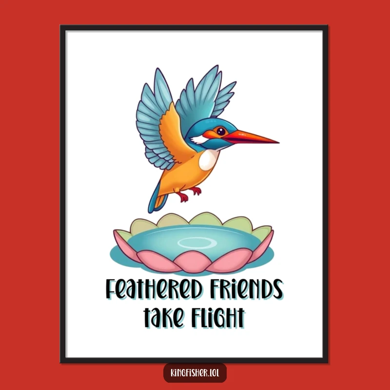 Funny Free Printable Kingfisher Wall Art: Playful Bird Taking Flight Downloadable Decor