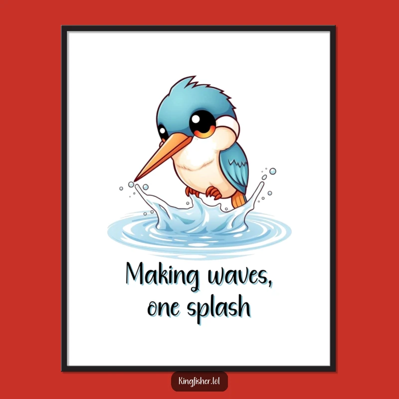 Funny Free Printable Wall Art: Splashing Kingfisher - Whimsical Downloadable Aquatic Decor