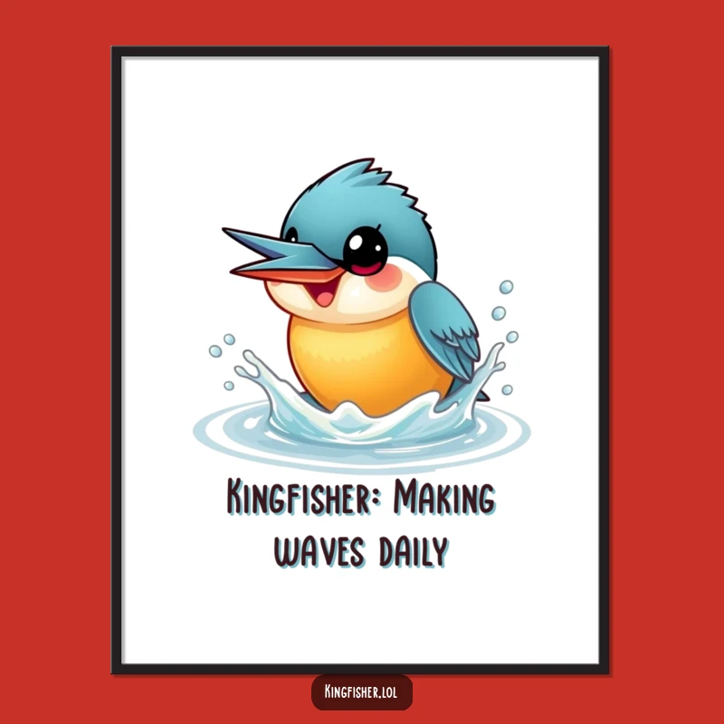 Funny Kingfisher Art Free Printable: Wide-Eyed Water Splash - Hilarious Downloadable Wall Decor