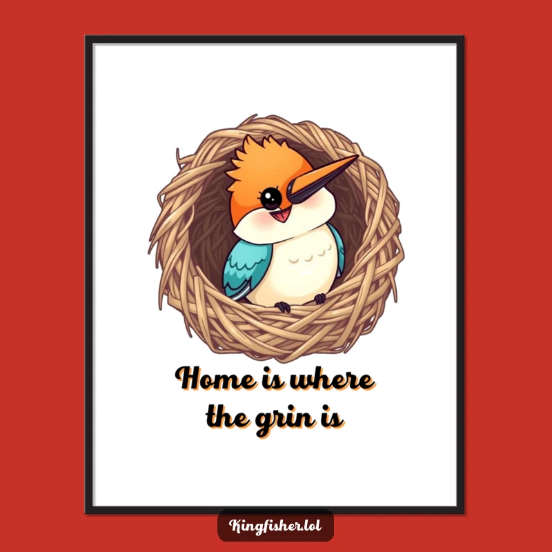 Funny Free Printable Wall Art: Curious Kingfisher Peeking Out - Downloadable Digital Art