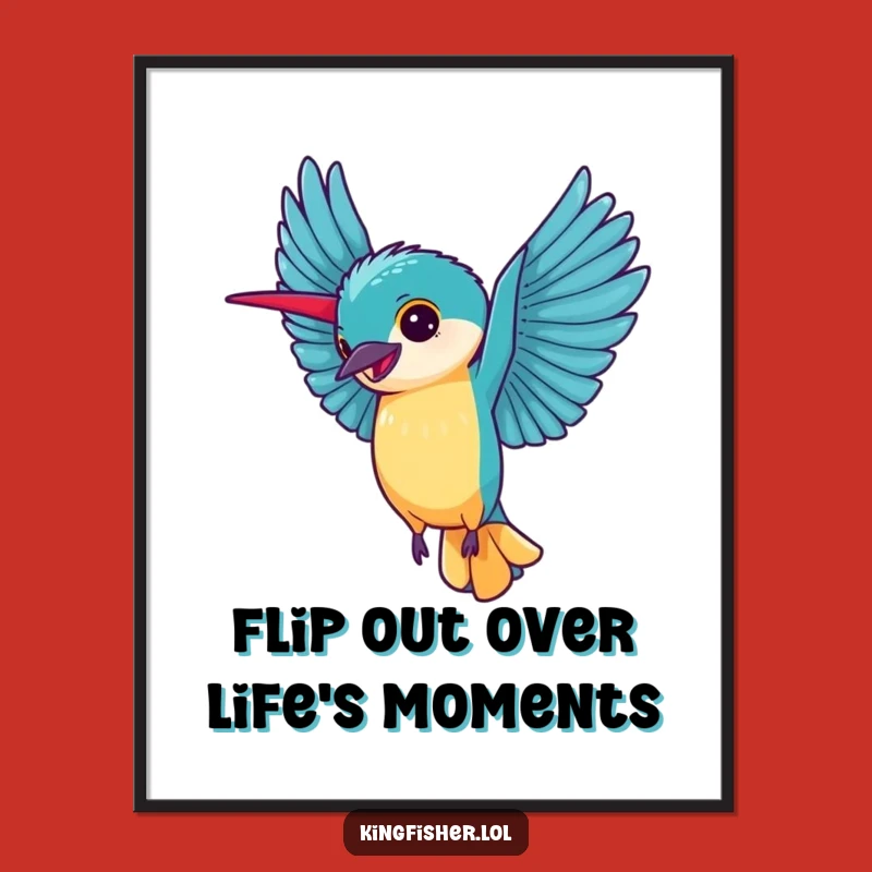 Joyful Free Printable Wall Art: Cartwheeling Kingfisher, Energetic Downloadable Decor