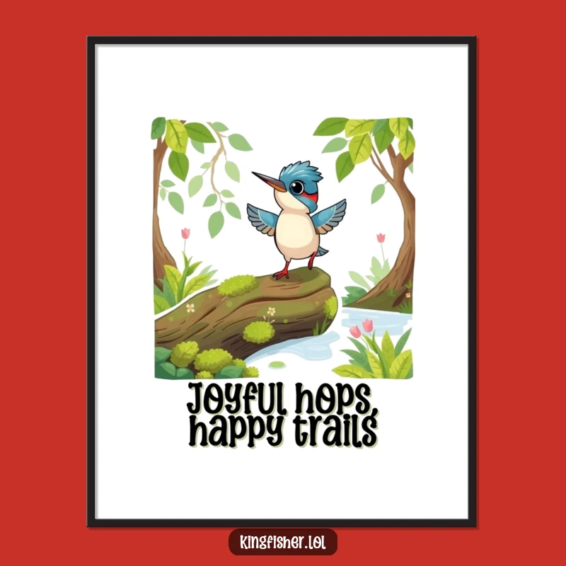 Free Printable Kingfisher Art: Playful Bird Hopping Downloadable Wall Decor