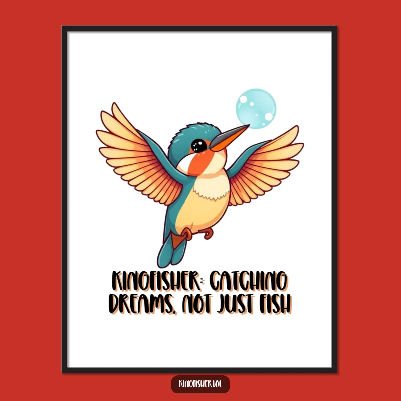 Free Printable Wall Art: Kingfisher's Playful Bubble Dance, Funny Downloadable Decor