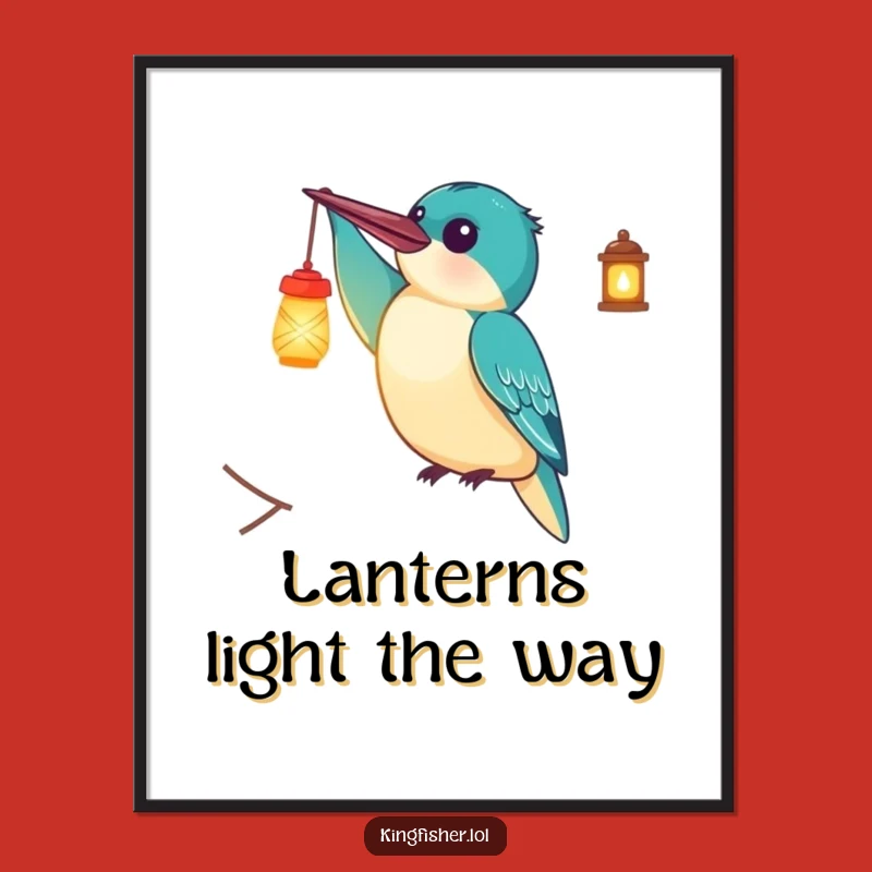 Free Printable Kingfisher Lantern Wall Art: Funny Downloadable Decor with a Glow