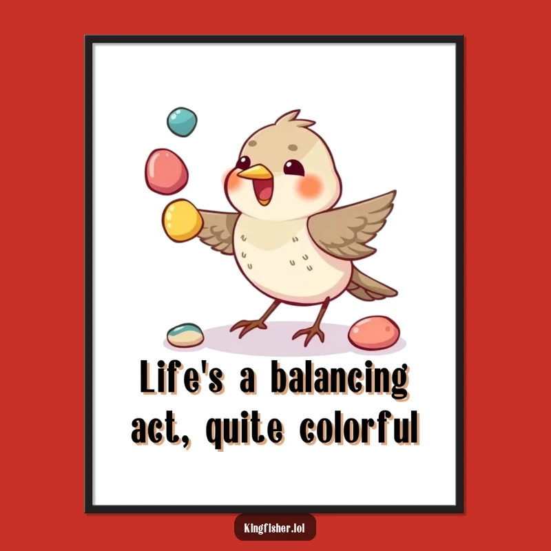 Playful Free Printable Wall Art: Juggling Bird, Whimsical Downloadable Decor