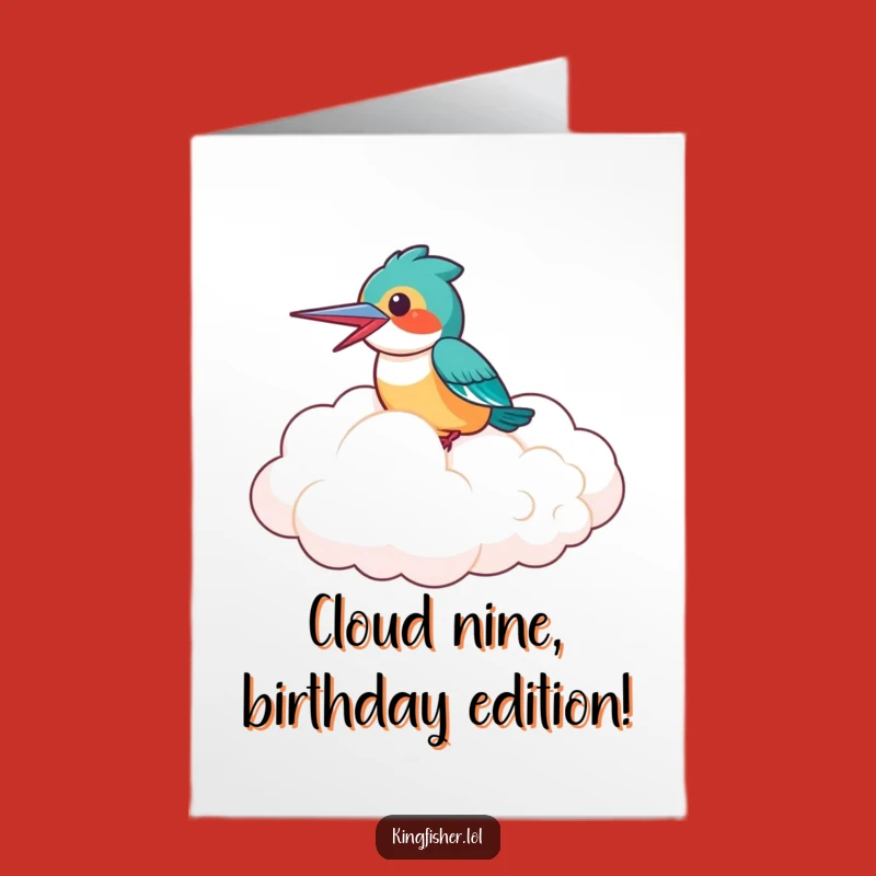 Free Printable Laughing Kingfisher Cloud Birthday Card: Funny Downloadable Joy Gift