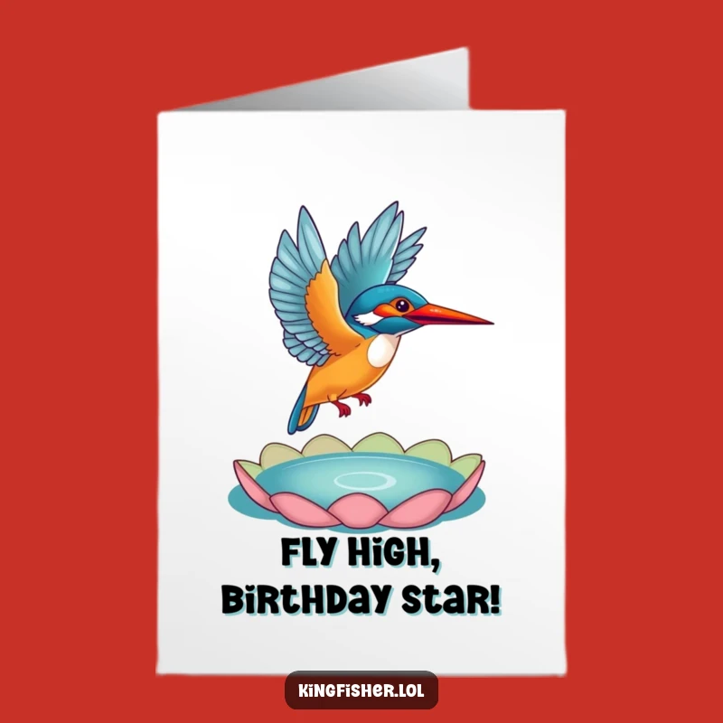 Free Printable Kingfisher Birthday Card: Funny Bird Takes Flight Downloadable Gift