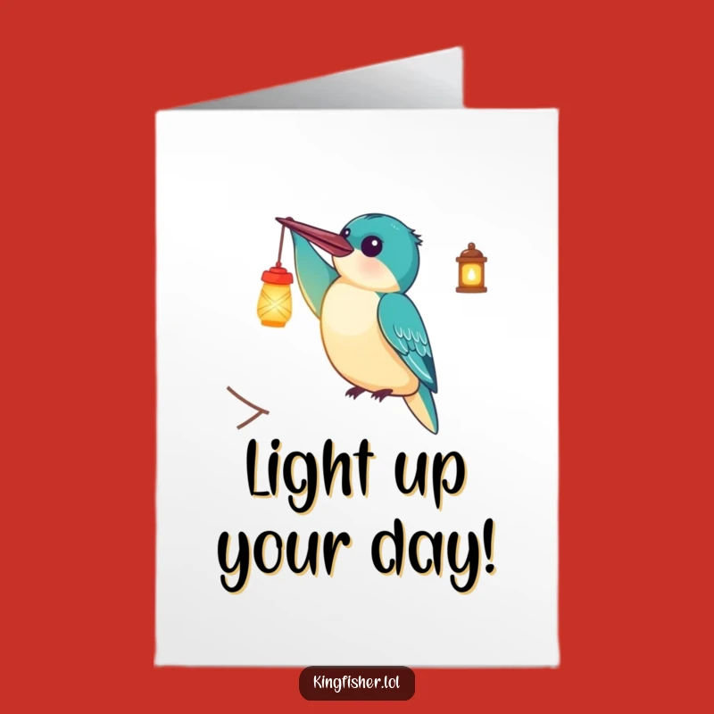 Free Printable Kingfisher Lantern Birthday Card: Funny Downloadable Light Gift
