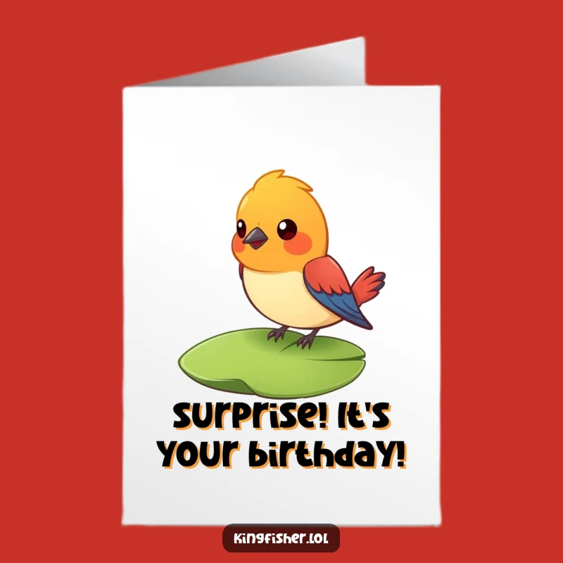 Funny Free Printable Birthday Card: Surprised Bird - Hilarious Downloadable Gift