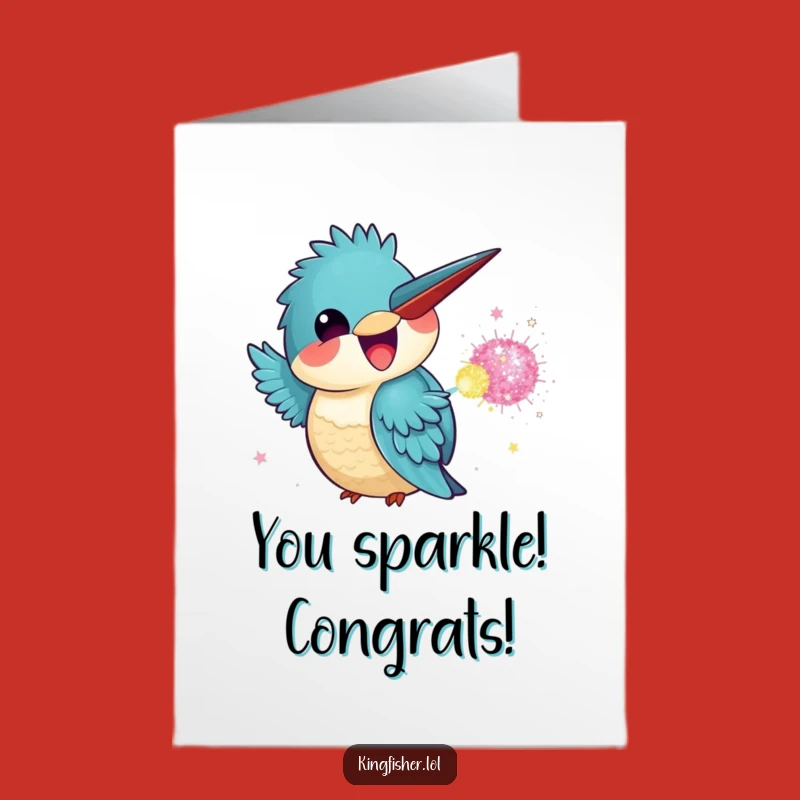 Free Printable Congrats Card: Kingfisher Glitter Bomb Celebration, Downloadable Fun!