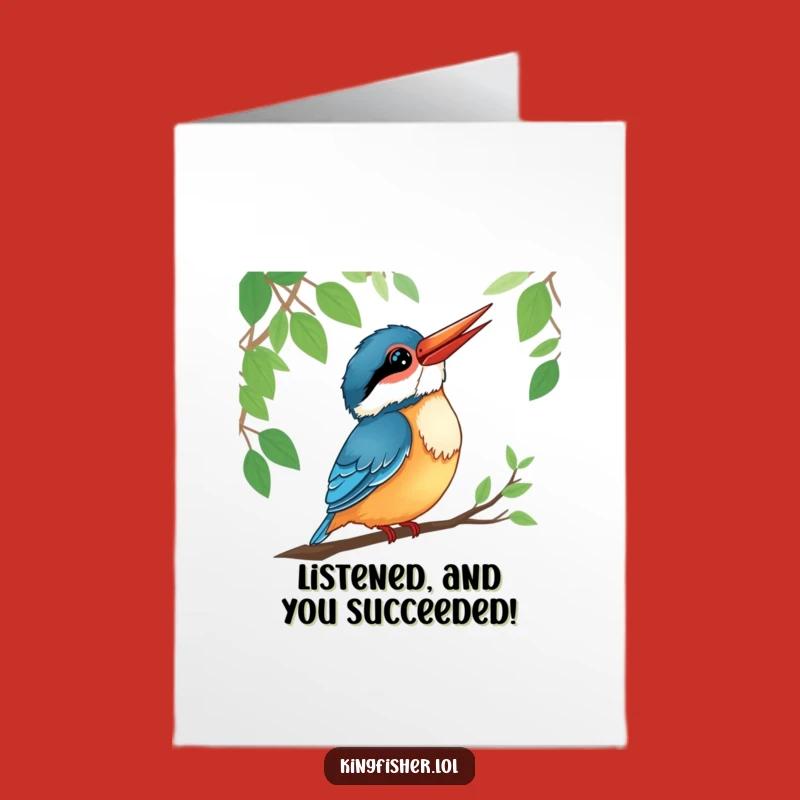 Free Printable Congrats Card: Listening Kingfisher, a Serene Nature Downloadable Gift