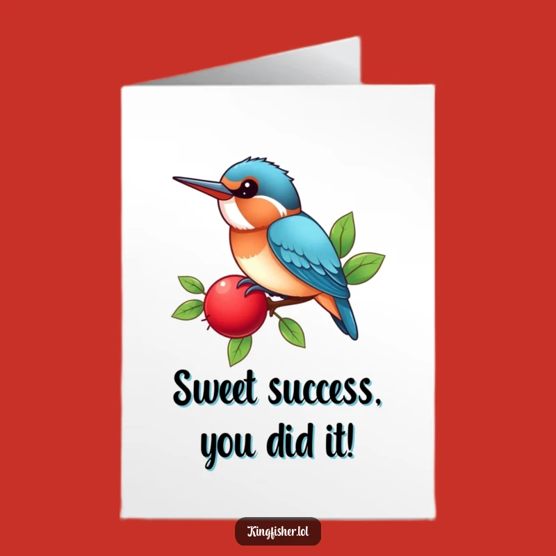 Kingfisher Berry Congrats Card: Free Printable Kawaii Bird's Sweet Success