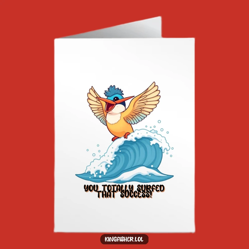 Free Printable Kingfisher Congrats Card: Funny Wave Rider Downloadable Gift