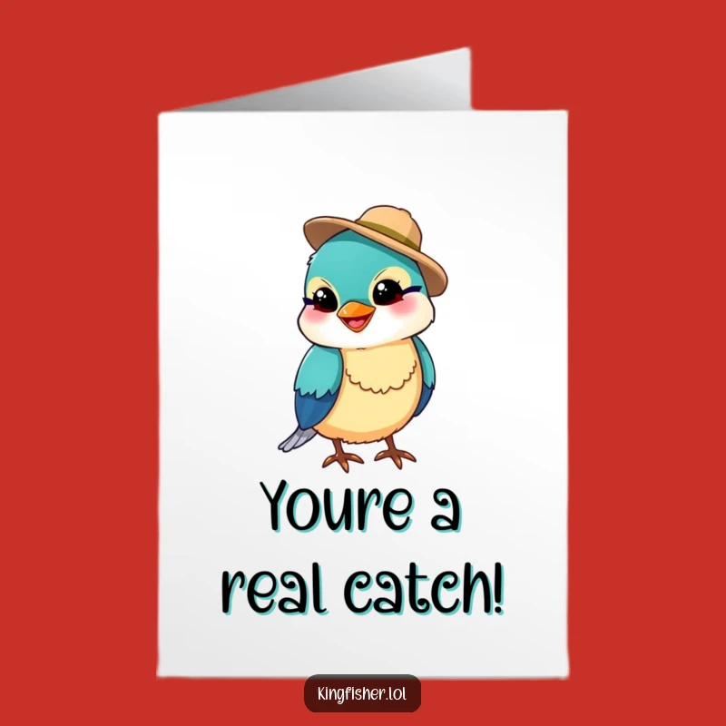 Free Printable Congrats Card: Silly Kingfisher Angler - Downloadable Celebration