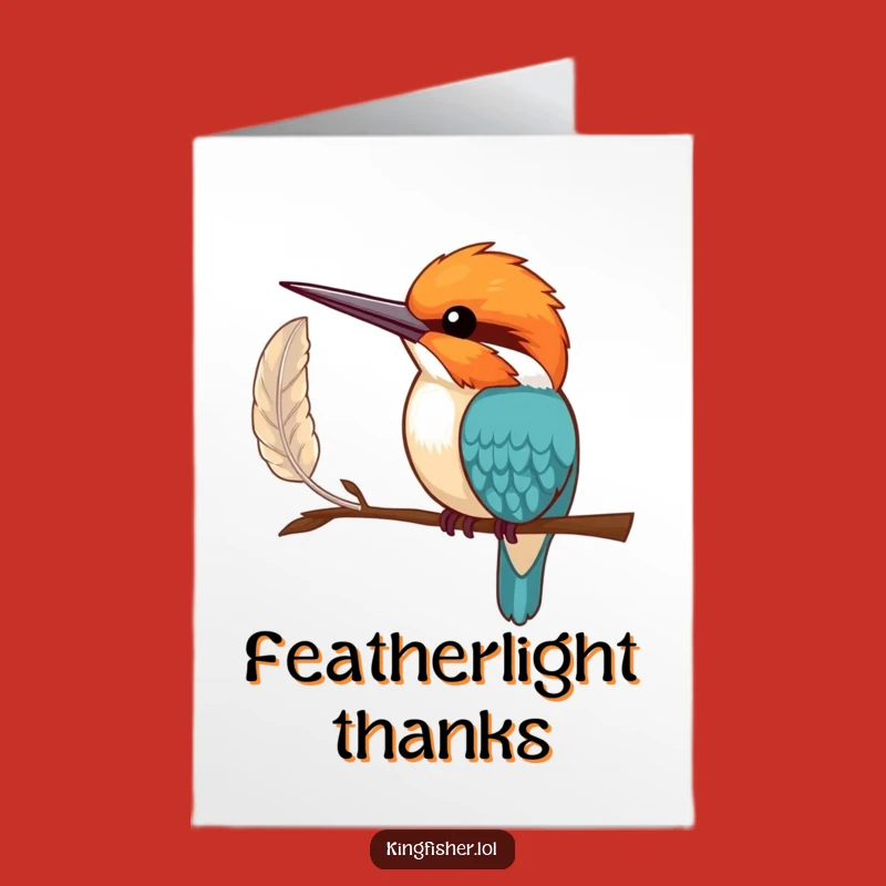 Free Printable Shy Kingfisher Thank You Card: Funny Downloadable Feather Gift