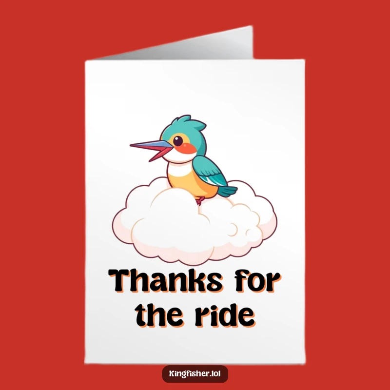 Free Printable Laughing Kingfisher Thank You Card: Funny Downloadable Cloud Gift