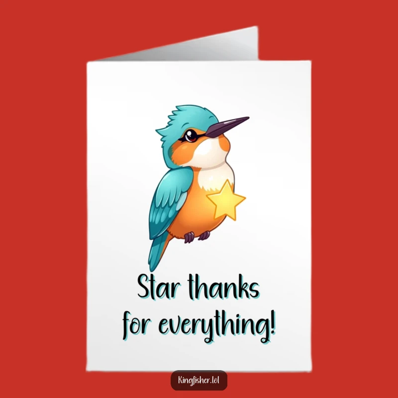 Free Printable Thank You Card: Winking Kingfisher Star, Grateful Downloadable Gift